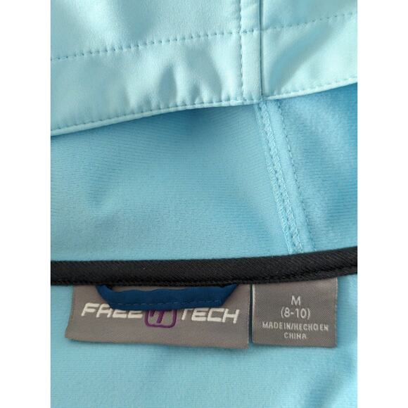Free Tech Women's Hooded Softshell Jacket Medium Blue Zippered Pockets - Picture 5 of 14